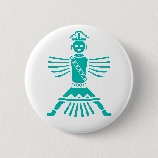 turquoise knifewing ronde button 5,7 cm (Voorkant)