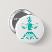 turquoise knifewing ronde button 5,7 cm (Voorkant /achterkant)