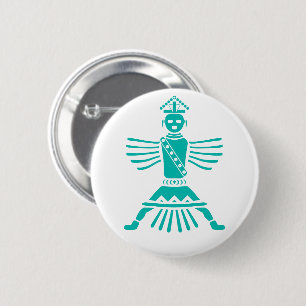 turquoise knifewing ronde button 5,7 cm