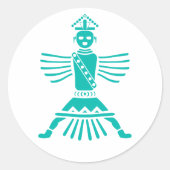 turquoise knifewing ronde sticker (Voorkant)