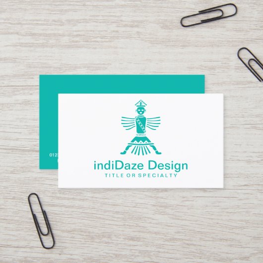 turquoise knifewing visitekaartje (Voorkant / Achterkant in situ)