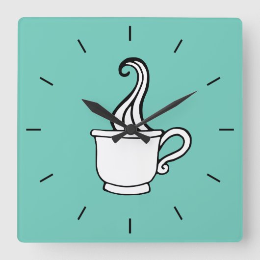 Turquoise koffie diner wandklok (Voorkant)