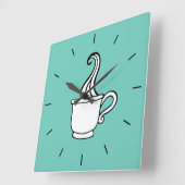 Turquoise koffie diner wandklok (Hoek)