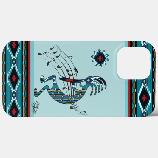 Turquoise Kokopell iPhone Case (Achterkant (horizontaal))