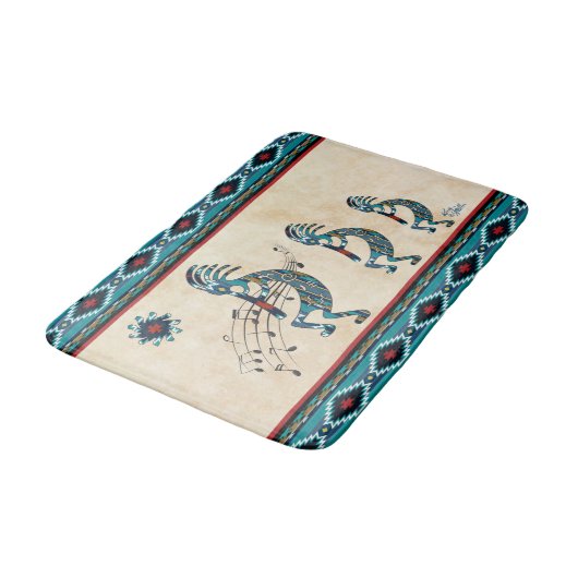 Turquoise Kokopelli Bath Mat (Gekanteld)