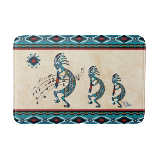Turquoise Kokopelli Bath Mat (Voorkant)