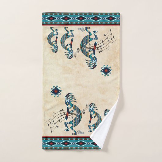 Turquoise Kokopelli Bath Towel Set Bad Handdoek (Handdoek)