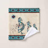Turquoise Kokopelli Bath Towel Set Bad Handdoek (Wasdoekje)