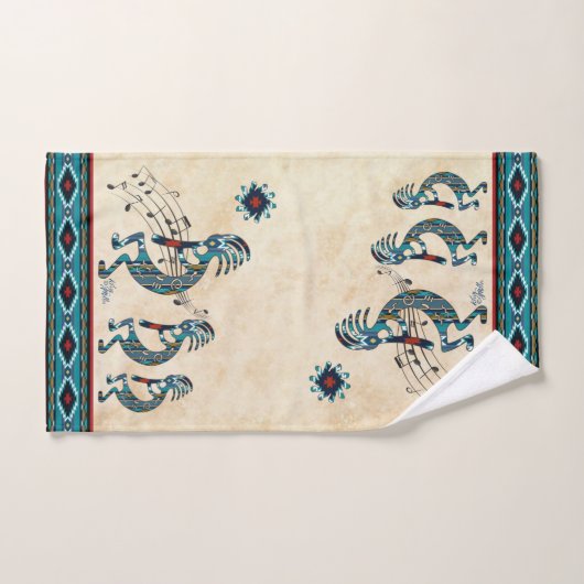Turquoise Kokopelli Bath Towel Set Bad Handdoek (Handdoek)