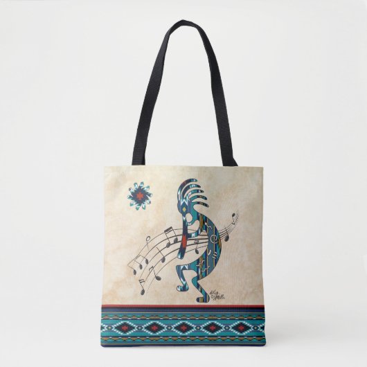 Turquoise Kokopelli Canvas tas (Voorkant)