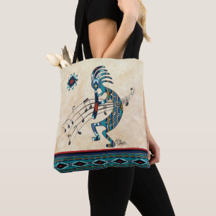 Turquoise Kokopelli Canvas tas