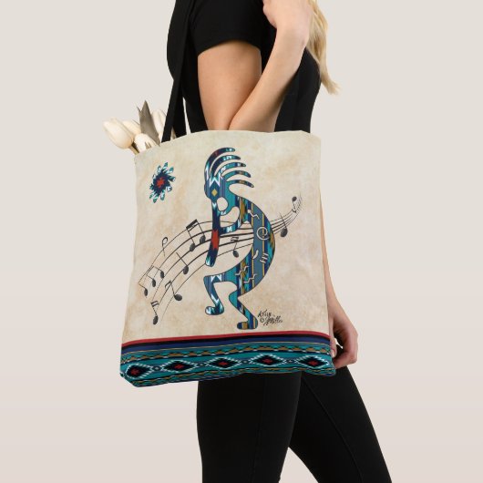 Turquoise Kokopelli Canvas tas (Dichtbij)