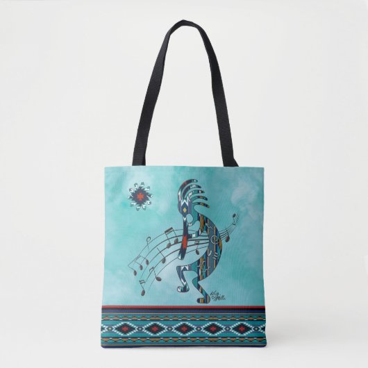 Turquoise Kokopelli Canvas tas (Voorkant)