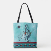 Turquoise Kokopelli Canvas tas (Achterkant)