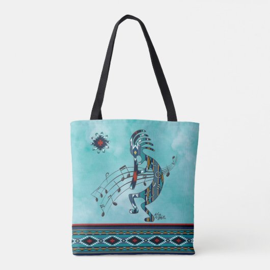 Turquoise Kokopelli Canvas tas (Achterkant)