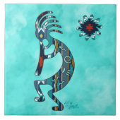 Turquoise Kokopelli Ceramic Tile Tegeltje (Voorkant)
