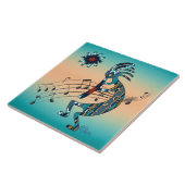 Turquoise Kokopelli Ceramic Tile Tegeltje (Zijkant)