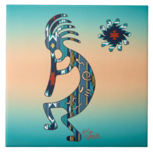 Turquoise Kokopelli Ceramic Tile Tegeltje
