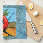 Turquoise Kokopelli Chili Pepper Fun Towel Theedoek (Quarter Fold)