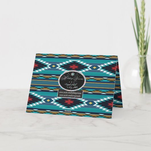 Turquoise Kokopelli Holiday Card Feestdagen Kaart (Achterkant)
