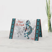 Turquoise Kokopelli Holiday Card Feestdagen Kaart (Voorkant)