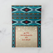 Turquoise Kokopelli Holiday Card Feestdagen Kaart (Binnen)