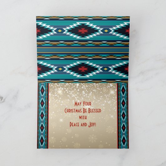 Turquoise Kokopelli Holiday Card Feestdagen Kaart (Binnen)