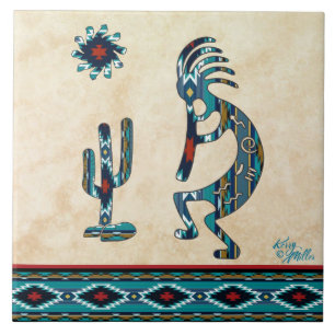 Turquoise Kokopelli Keramische tegels Tegeltje