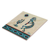 Turquoise Kokopelli Keramische tegels Tegeltje (Zijkant)