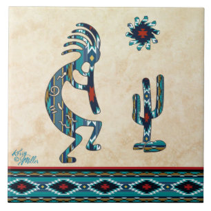 Turquoise Kokopelli Keramische tegels Tegeltje