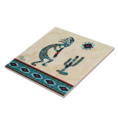 Turquoise Kokopelli Keramische tegels Tegeltje (Zijkant)