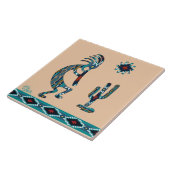 Turquoise Kokopelli Keramische tegels Tegeltje (Zijkant)