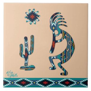 Turquoise Kokopelli Keramische tegels Tegeltje