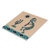 Turquoise Kokopelli Keramische tegels Tegeltje (Zijkant)