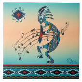 Turquoise Kokopelli Keramische tegels Tegeltje (Voorkant)