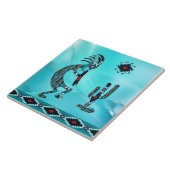 Turquoise Kokopelli Keramische tegels Tegeltje (Zijkant)