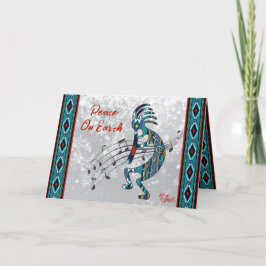 Turquoise Kokopelli Kerstkaart Feestdagen Kaart