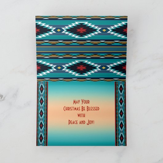 Turquoise Kokopelli Kerstkaart Feestdagen Kaart (Binnen)