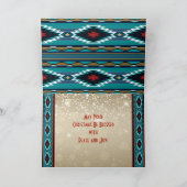 Turquoise Kokopelli Kerstkaart Feestdagen Kaart (Binnen)