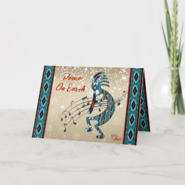 Turquoise Kokopelli Kerstkaart Feestdagen Kaart
