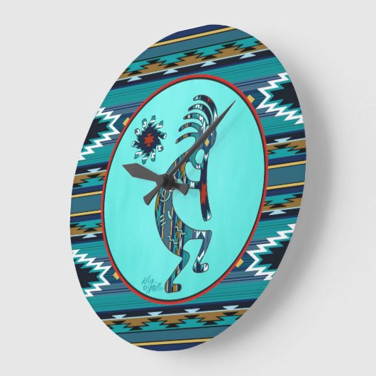 Turquoise Kokopelli Large Clock Grote Klok (Hoek)