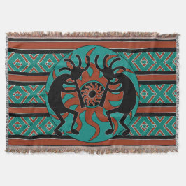 Turquoise Kokopelli Tribal Zuidwest Design Deken