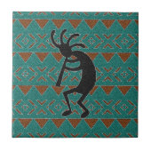 Turquoise Kokopelli zuidwestelijke keramische Tege Tegeltje (Voorkant)