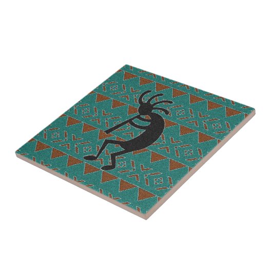 Turquoise Kokopelli zuidwestelijke keramische Tege Tegeltje (Zijkant)
