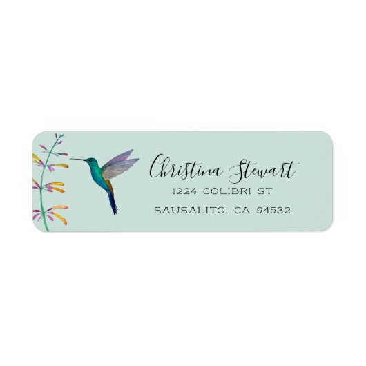 Turquoise Kolibrie Retouradres Label (Voorkant)