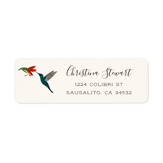 Turquoise Kolibrie Retouradres Label (Voorkant)