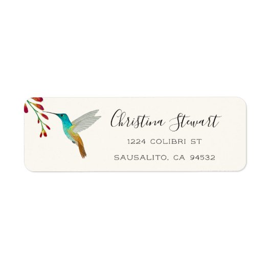 Turquoise Kolibrie Retouradres Label (Voorkant)