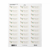 Turquoise Kolibrie Retouradres Label (Full Sheet)
