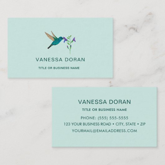 Turquoise kolibrie Visitekaartje (Voorkant / Achterkant)
