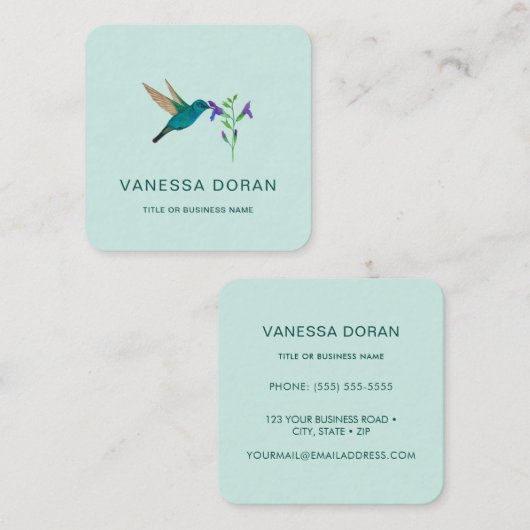 Turquoise kolibrie Visitekaartje (Voorkant / Achterkant)